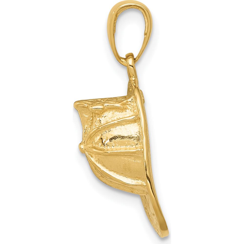 14K Yellow Gold 3D Firefighter Helmet Pendant - Solid Cast, Polished Finish by Oro Pregiato
