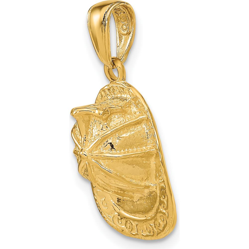 14K Yellow Gold 3D Firefighter Helmet Pendant - Solid Cast, Polished Finish by Oro Pregiato