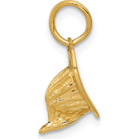 14K Yellow Gold 3D Fireman Helmet Charm - Polished Finish
