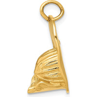 14K Yellow Gold 3D Fireman's Helmet Pendant - Heroic Charm in Yellow Gold