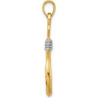 14K Yellow Gold 3D Fish Hook Charm with White Rhodium Rope Accent by Oro Pregiato