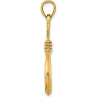 14K Yellow Gold 3D Fish Hook Pendant with Rope Detail by Oro Pregiato