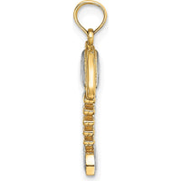 14K Yellow Gold 3D Fishbone Charm with Rhodium Plating by Oro Pregiato