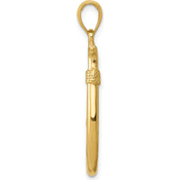 14K Yellow Gold 3D Fishing Hook Pendant - Solid Design for Men by Oro Pregiato