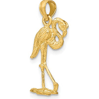 14K Yellow Gold 3D Flamingo Charm with Polished Finish by Oro Pregiato