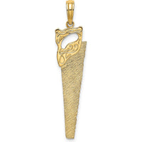 14K Yellow Gold 3D Flat Hand Saw Pendant with Textured Finish by Oro Pregiato