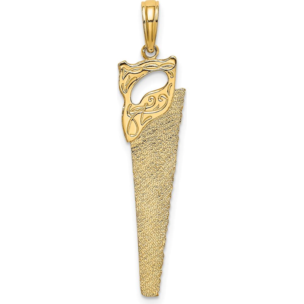 14K Yellow Gold 3D Flat Hand Saw Pendant with Textured Finish by Oro Pregiato