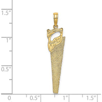 14K Yellow Gold 3D Flat Hand Saw Pendant with Textured Finish by Oro Pregiato