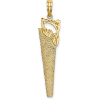 14K Yellow Gold 3D Flat Hand Saw Pendant with Textured Finish by Oro Pregiato
