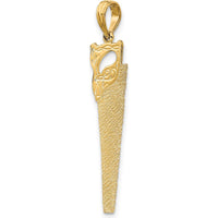 14K Yellow Gold 3D Flat Hand Saw Pendant with Textured Finish by Oro Pregiato