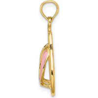 14K Yellow Gold 3D Flip-Flop Charm with Pink Enamel Accents by Oro Pregiato