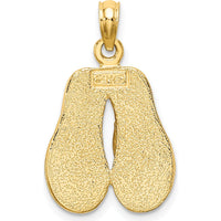 14K Yellow Gold 3D Flip-Flop Charm with Pink Enamel Accents by Oro Pregiato