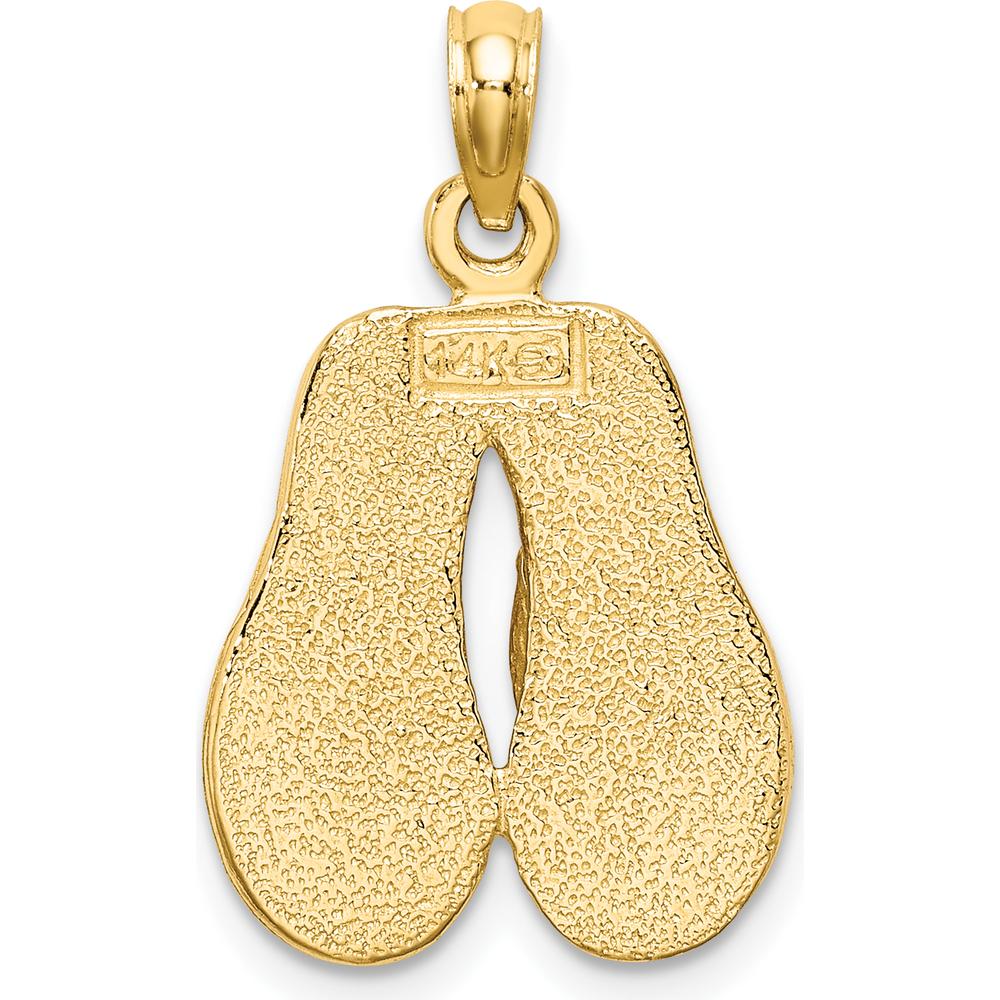 14K Yellow Gold 3D Flip-Flop Charm with Pink Enamel Accents by Oro Pregiato
