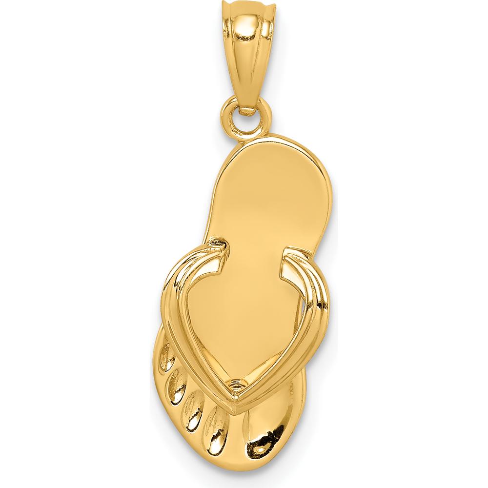 14K Yellow Gold 3D Flip Flop Pendant - Playful Summer Charm by Oro Pregiato