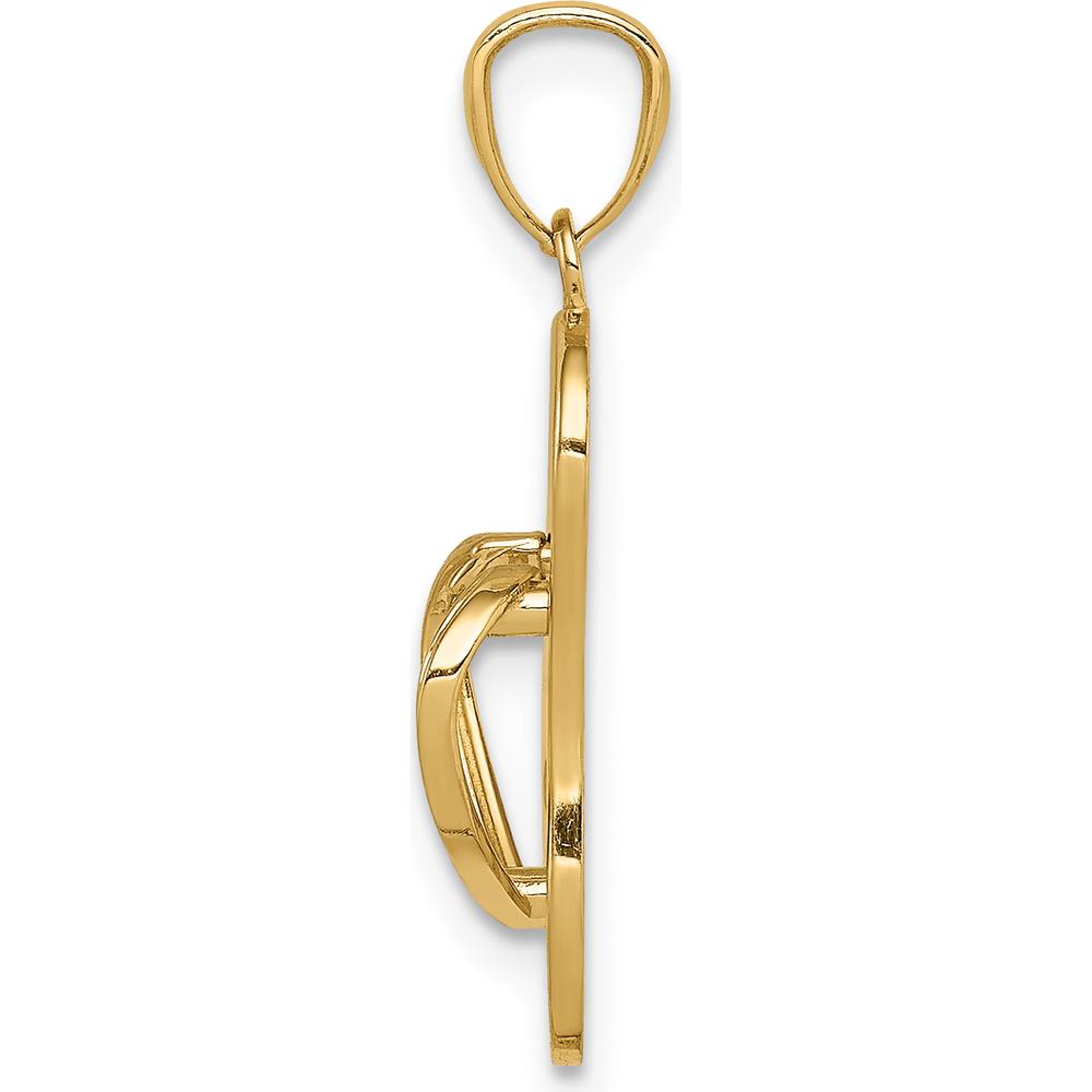 14K Yellow Gold 3D Flip Flop Pendant - Playful Summer Charm by Oro Pregiato