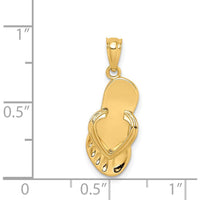 14K Yellow Gold 3D Flip Flop Pendant - Playful Summer Charm by Oro Pregiato