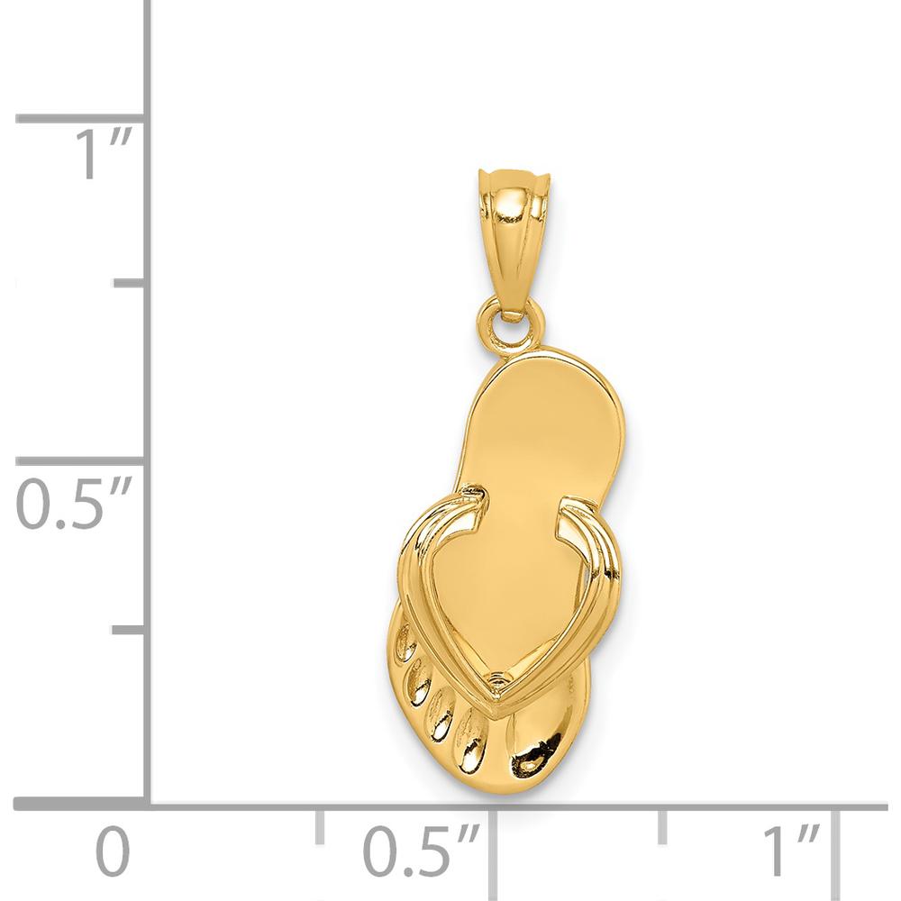 14K Yellow Gold 3D Flip Flop Pendant - Playful Summer Charm by Oro Pregiato