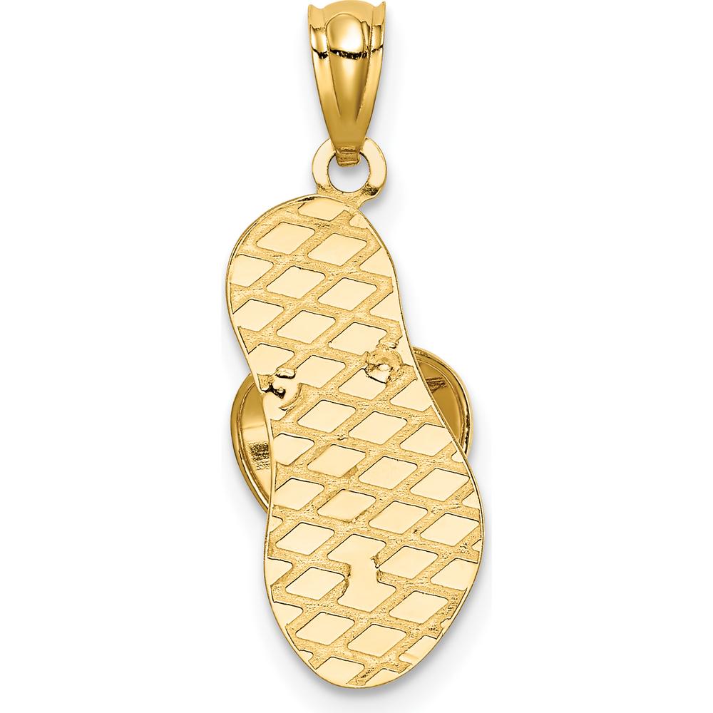 14K Yellow Gold 3D Flip Flop Pendant - Playful Summer Charm by Oro Pregiato