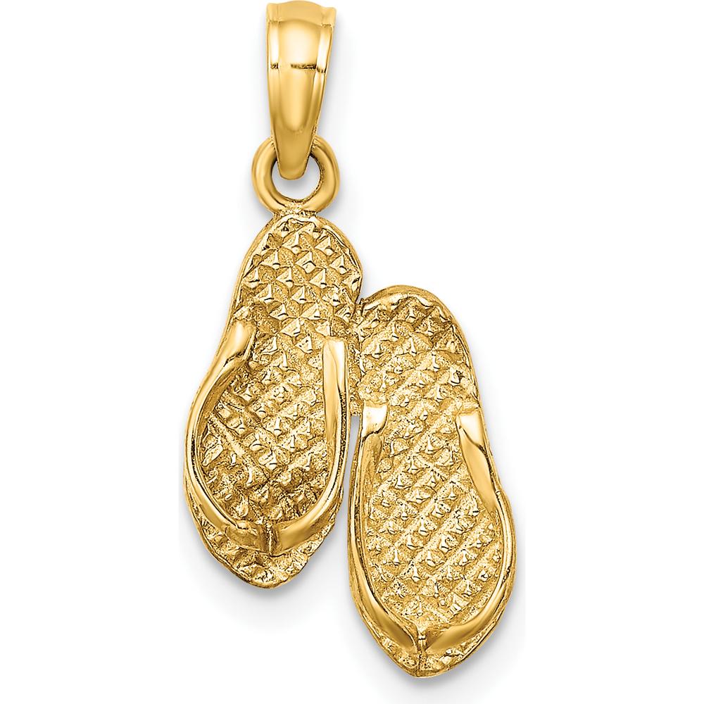 14K Yellow Gold 3D Flip-Flop Reversible Pendant with Textured Finish by Oro Pregiato