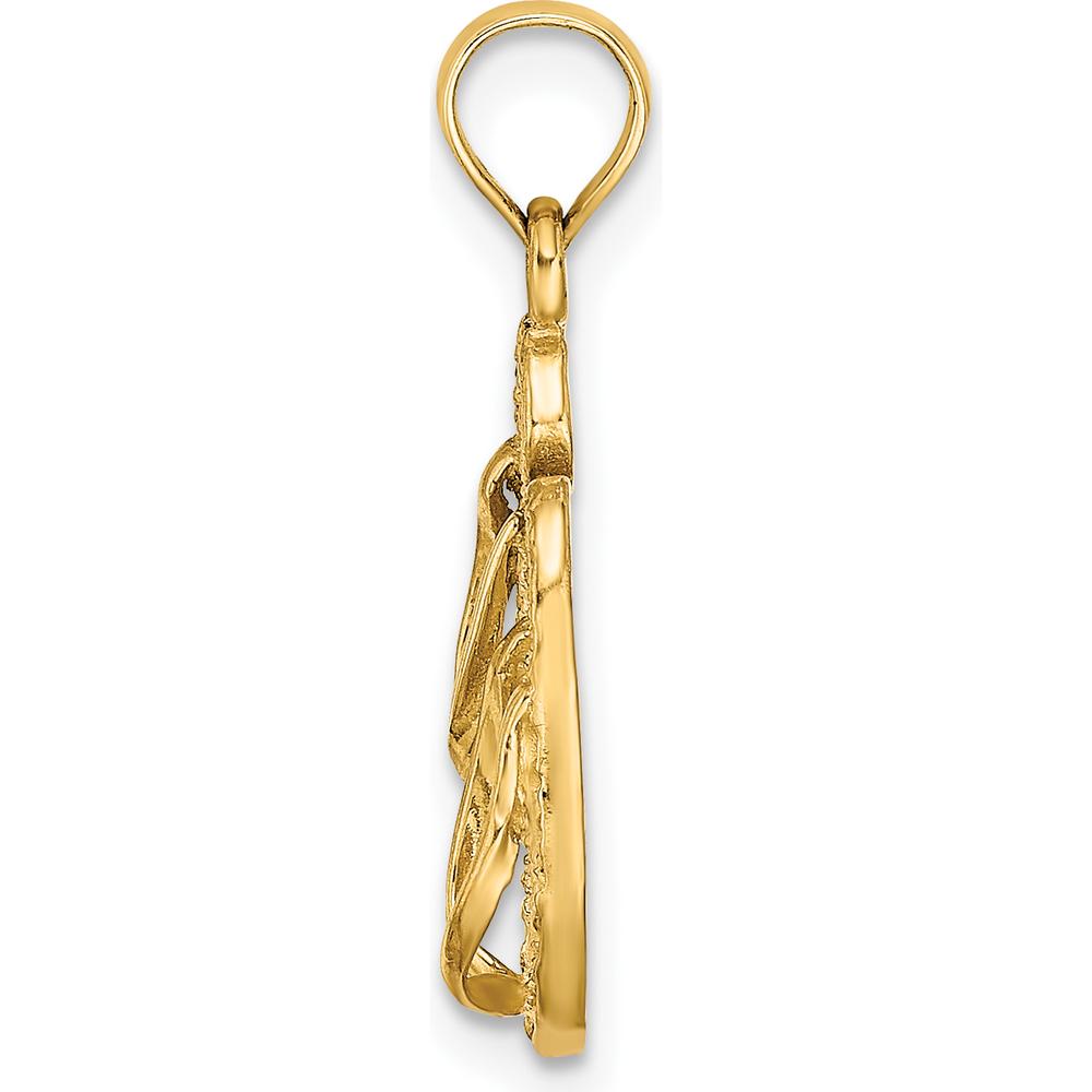 14K Yellow Gold 3D Flip-Flop Reversible Pendant with Textured Finish by Oro Pregiato