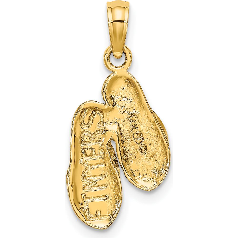 14K Yellow Gold 3D Flip-Flop Reversible Pendant with Textured Finish by Oro Pregiato