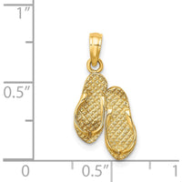 14K Yellow Gold 3D Flip-Flop Reversible Pendant with Textured Finish by Oro Pregiato