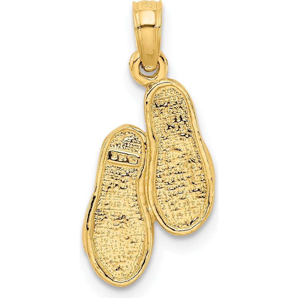 14K Yellow Gold 3D Flip Flops Pendant - 22mm Length by Oro Pregiato