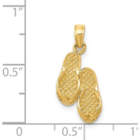 14K Yellow Gold 3D Flip Flops Pendant - 22mm Length by Oro Pregiato