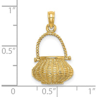 14K Yellow Gold 3D Flower Basket Charm Pendant with Moveable Handle by Oro Pregiato