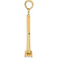 14K Yellow Gold 3D Fluke-Style Anchor Pendant with Moveable Fins - 43mm Length by Oro Pregiato