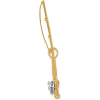 14K Yellow Gold 3D Fly Rod Fishing Pole Charm with Rhodium Accents by Oro Pregiato