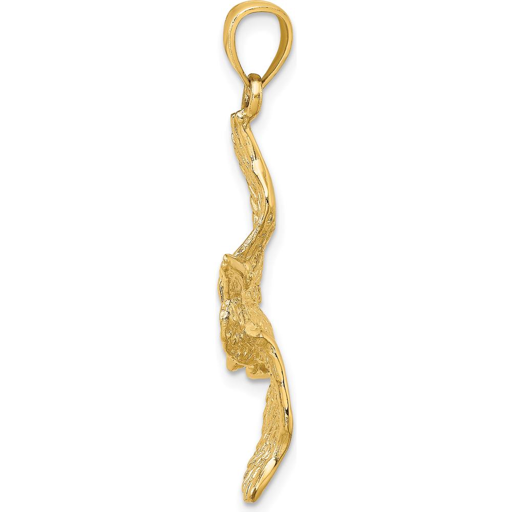 14K Yellow Gold 3D Flying Pelican Pendant Charm by Oro Pregiato