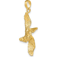 14K Yellow Gold 3D Flying Pelican Pendant Charm by Oro Pregiato