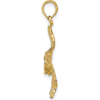 14K Yellow Gold 3D Flying Pelican Pendant Charm by Oro Pregiato