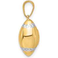 14K Yellow Gold 3D Football Pendant with White Rhodium Diamond-Cut Accents by Oro Pregiato