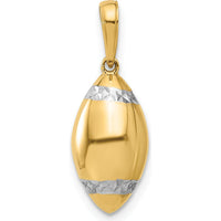 14K Yellow Gold 3D Football Pendant with White Rhodium Diamond-Cut Accents by Oro Pregiato