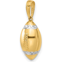 14K Yellow Gold 3D Football Pendant with White Rhodium Diamond-Cut Accents by Oro Pregiato