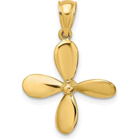14K Yellow Gold 3D Four-Blade Propeller Pendant Charm by Oro Pregiato