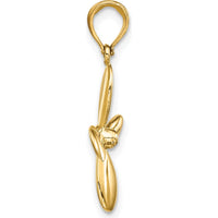 14K Yellow Gold 3D Four-Blade Propeller Pendant Charm by Oro Pregiato
