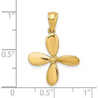 14K Yellow Gold 3D Four-Blade Propeller Pendant Charm by Oro Pregiato