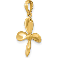 14K Yellow Gold 3D Four-Blade Propeller Pendant Charm by Oro Pregiato