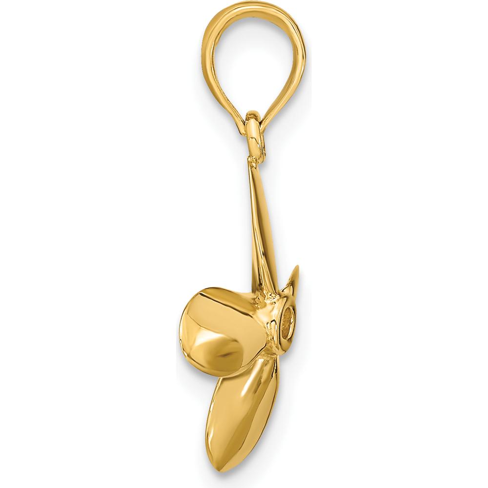 14K Yellow Gold 3D Four-Blade Propeller Pendant with Polished Finish by Oro Pregiato