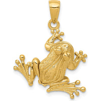 14K Yellow Gold 3D Frog Pendant with Moveable Back Legs - 27mm by Oro Pregiato