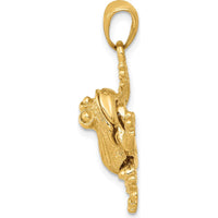 14K Yellow Gold 3D Frog Pendant with Moveable Back Legs - 27mm by Oro Pregiato