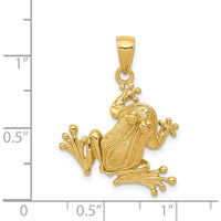 14K Yellow Gold 3D Frog Pendant with Moveable Back Legs - 27mm by Oro Pregiato