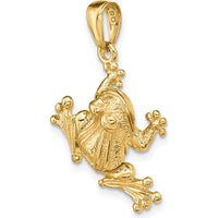 14K Yellow Gold 3D Frog Pendant with Moveable Back Legs - 27mm by Oro Pregiato