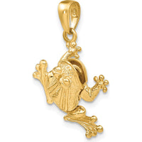 14K Yellow Gold 3D Frog Pendant with Moveable Back Legs - 27mm by Oro Pregiato