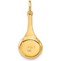 14K Yellow Gold 3D Frying Pan Pendant with Enameled Egg Charm