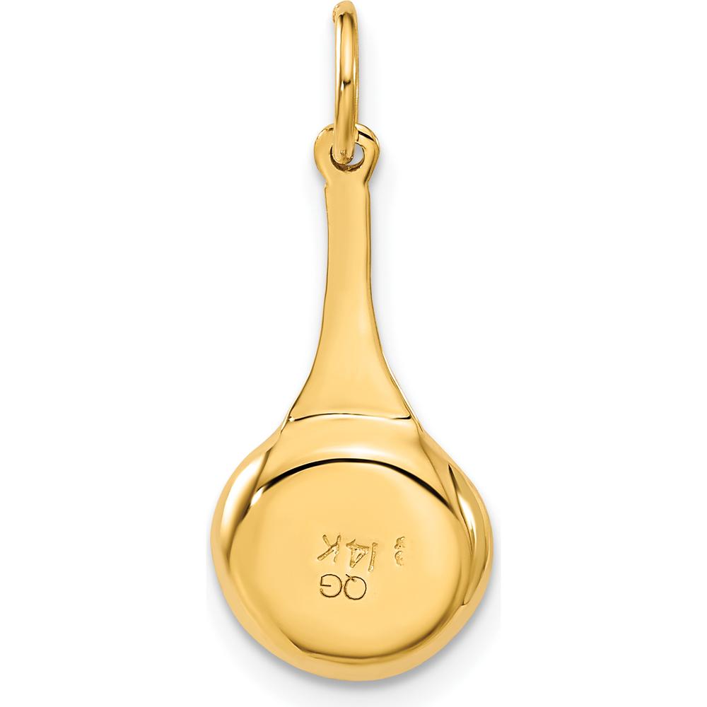 14K Yellow Gold 3D Frying Pan Pendant with Enameled Egg Charm