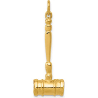 14K Yellow Gold 3D Gavel Charm for Men - Polished Finish